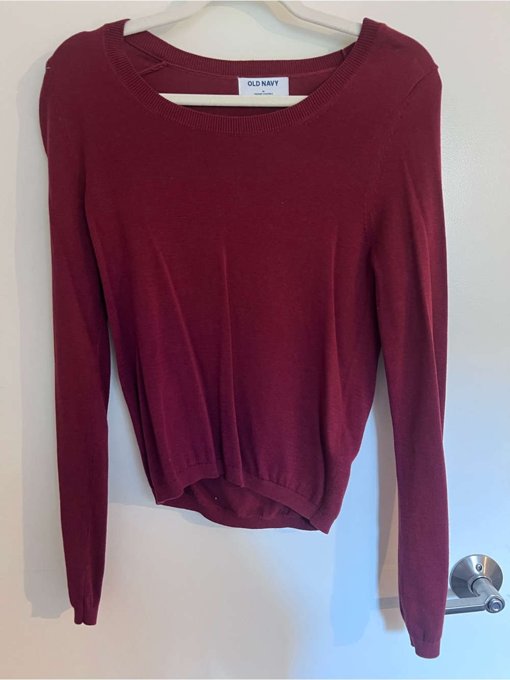 Old Navy Women's Wine Crewneck Long-Sleeve Top